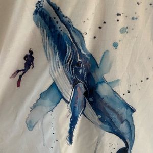 Original watercolor design on cotton poly blend short sleeve plus size top